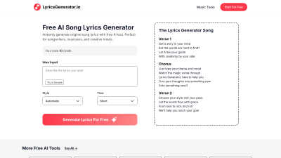 Lyrics Generator - Professional AI tool for Audio & Music