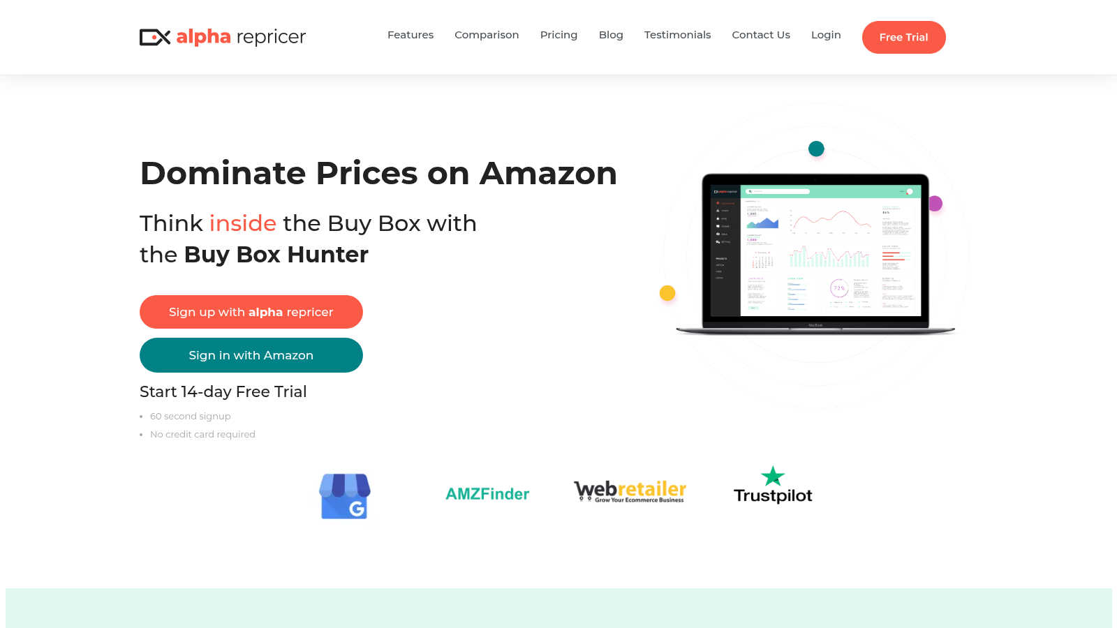 Alpha Repricer application interface and features