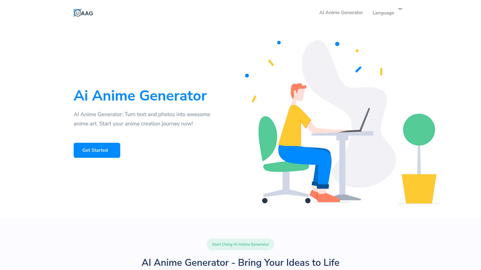 AI Anime Generator application interface and features
