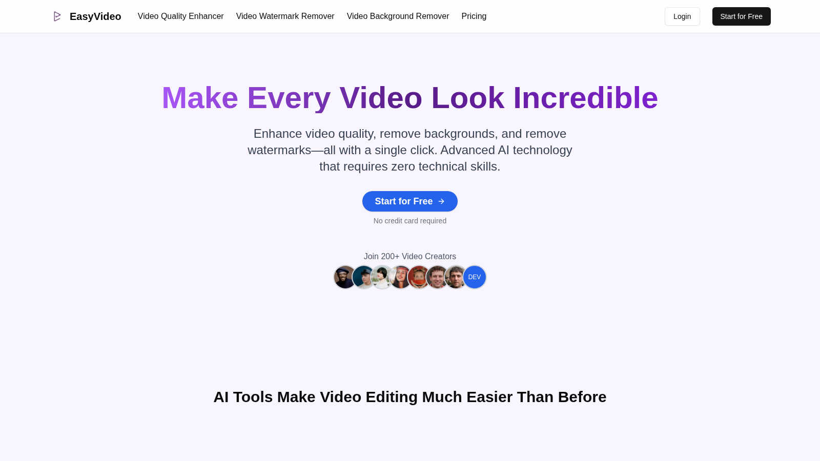 EasyVideo application interface and features