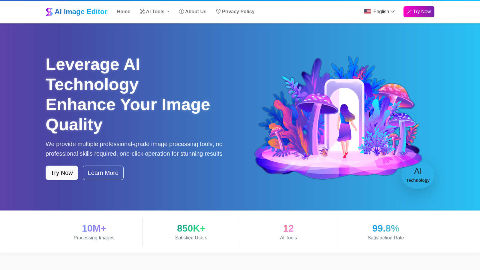 AI Image Editor application interface and features