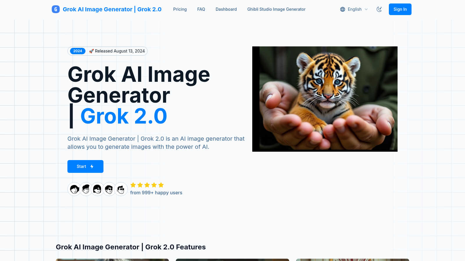 Grok AI Image Generator application interface and features