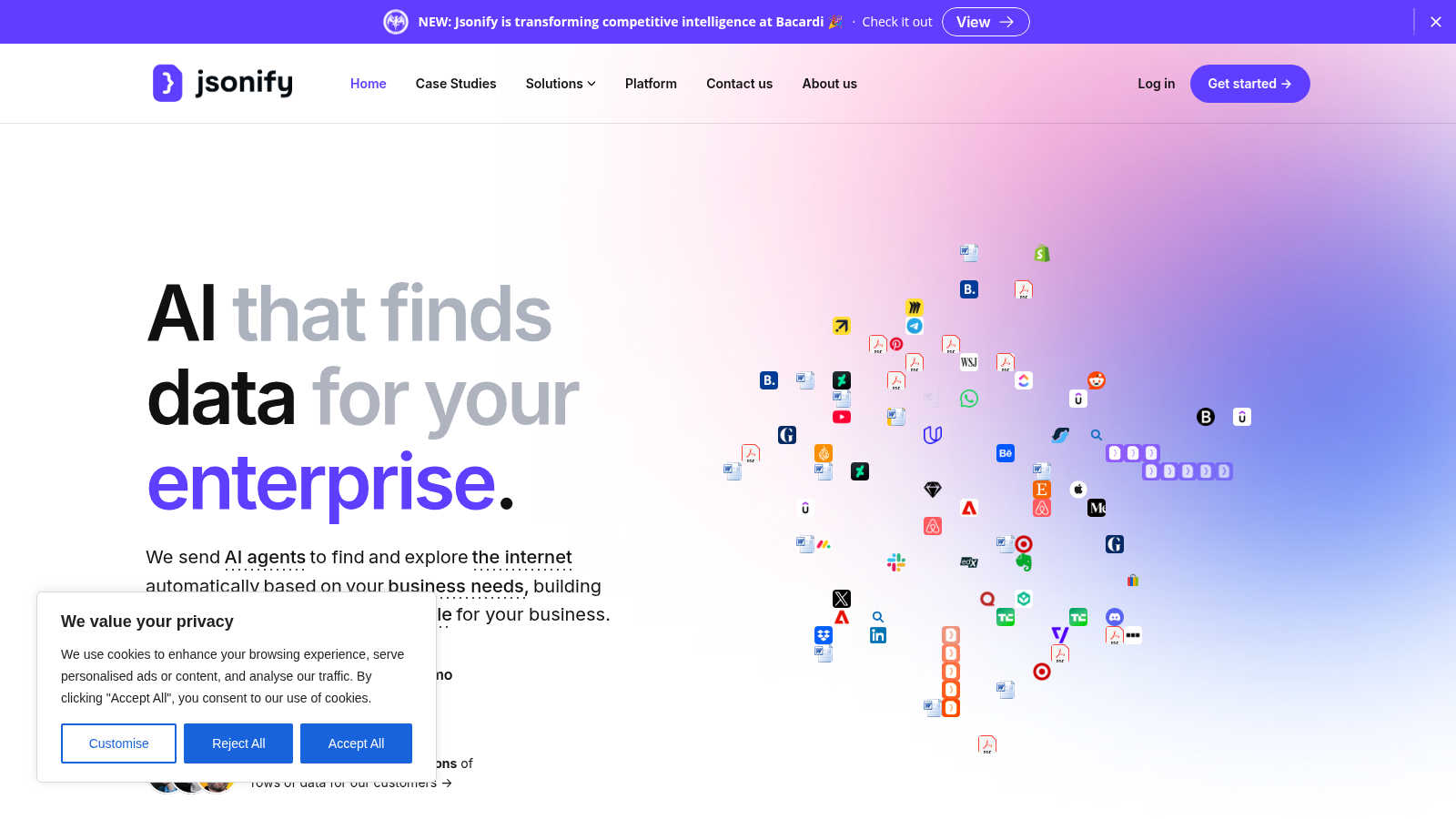 Jsonify application interface and features