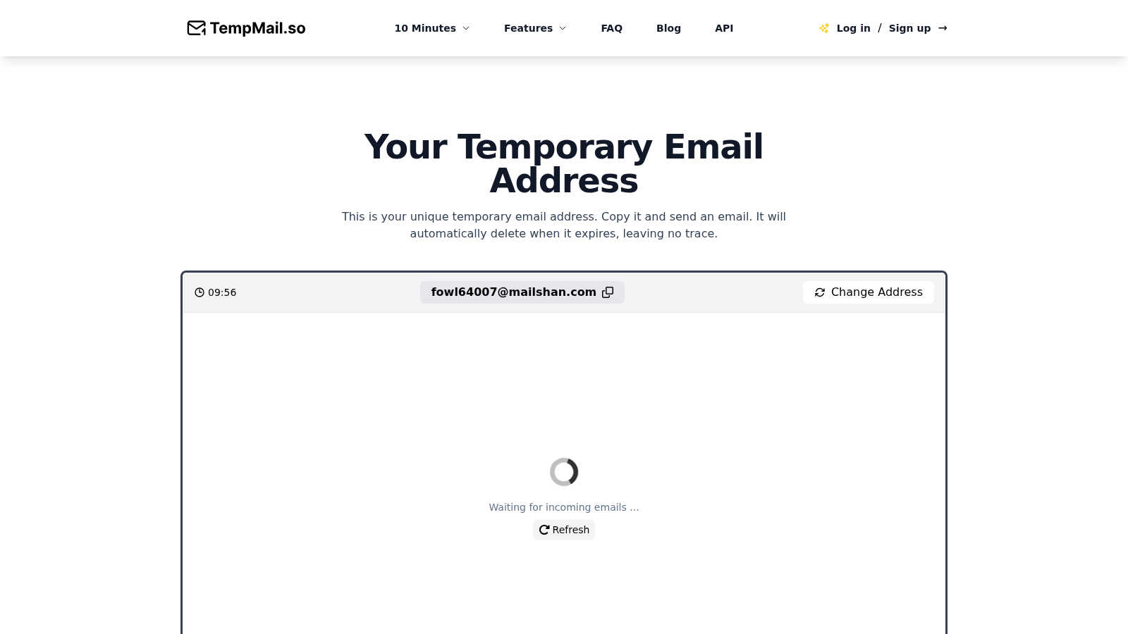 TempMail.so application interface and features