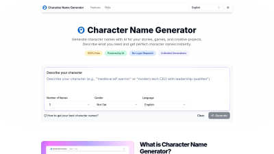 Character Name Generator - Professional AI tool for Content Creation