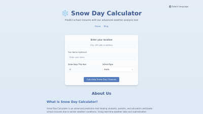 Snow Day Calculator - Professional AI tool for Analytics & Data