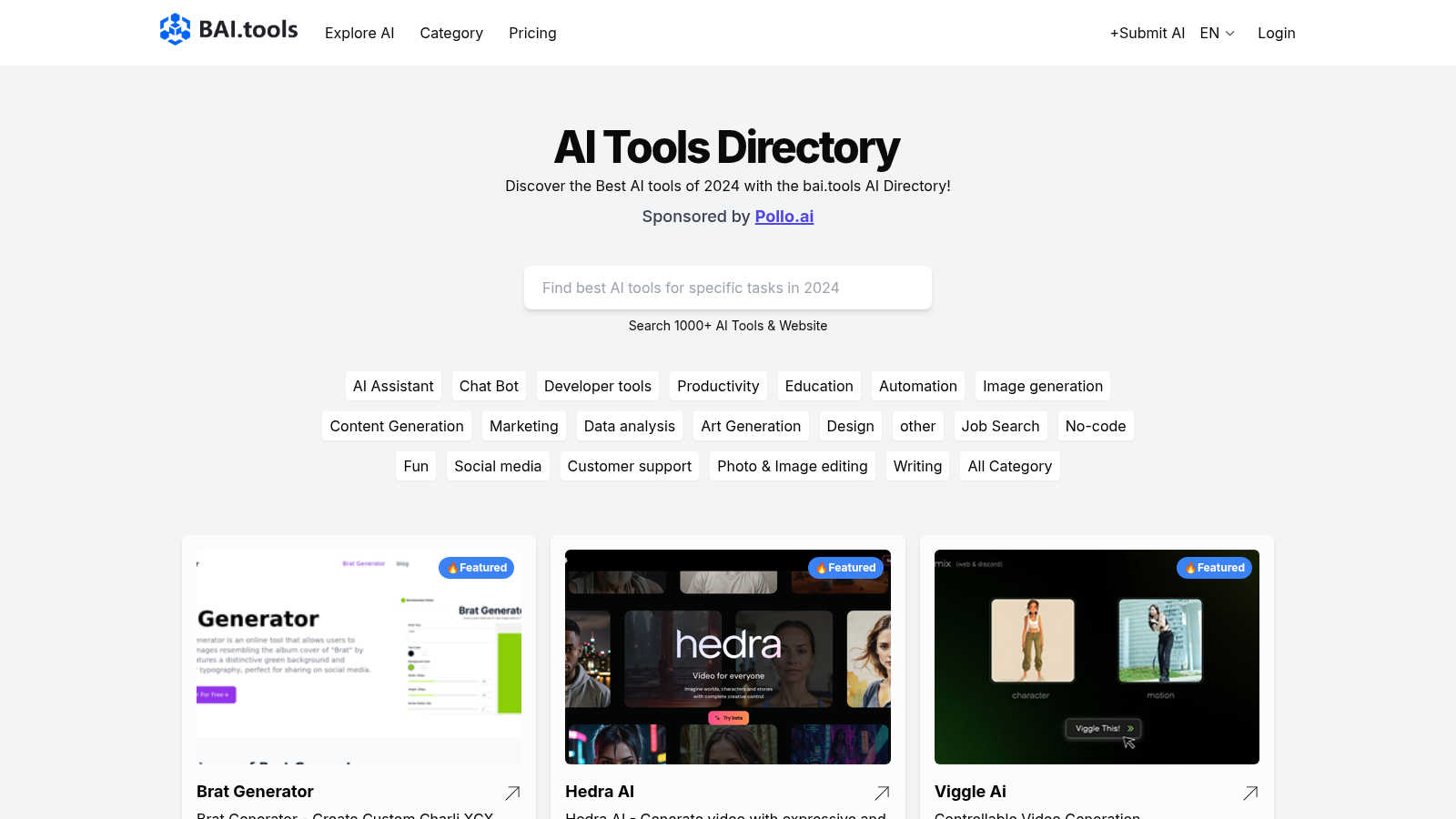 BAI.tools application interface and features
