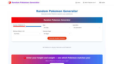 Random Pokémon Generator - Professional AI tool for Lifestyle & Entertainment