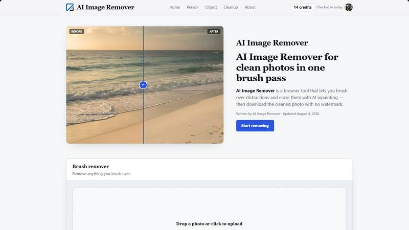 AI Image Remover application interface and features