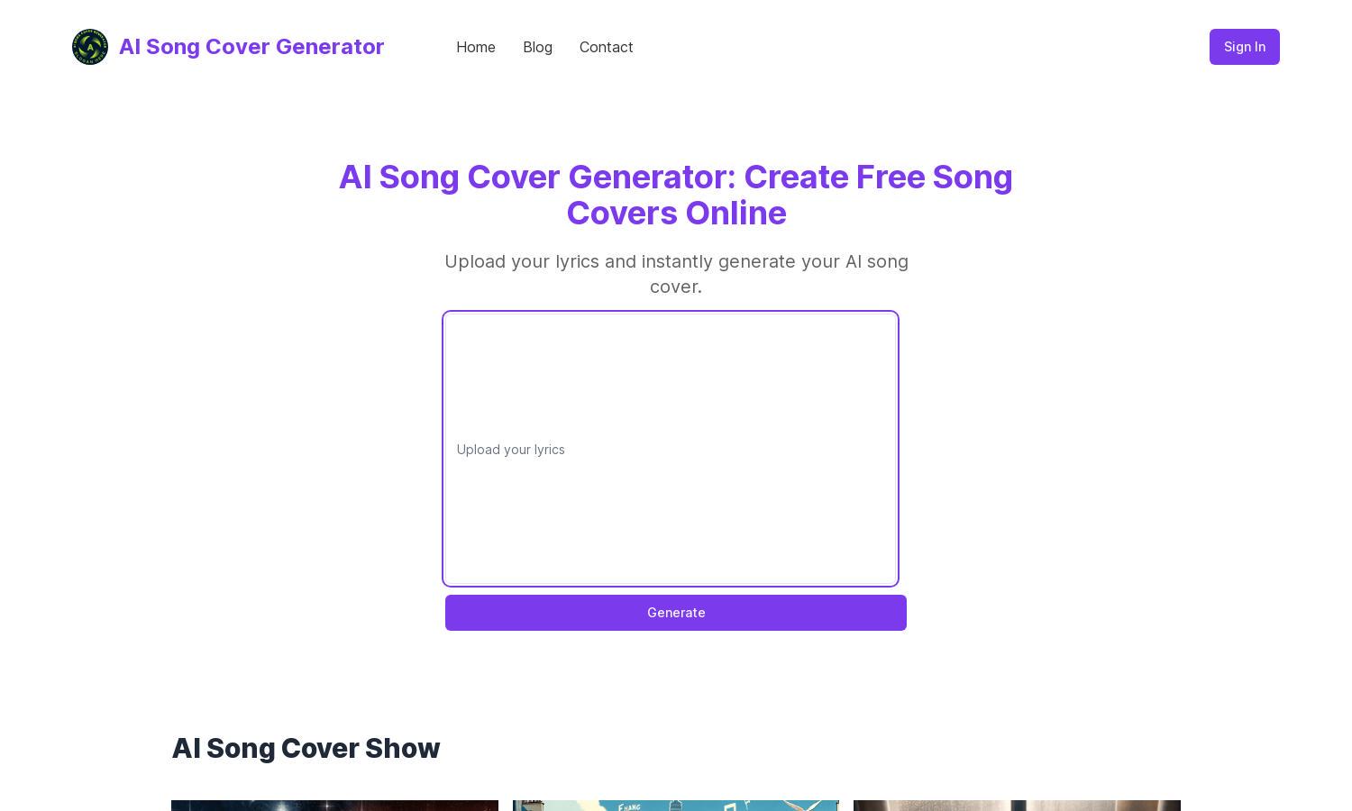 AI Song Cover Generator Website