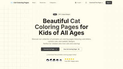 Cat Coloring Pages AI - Professional AI tool for Design Tools