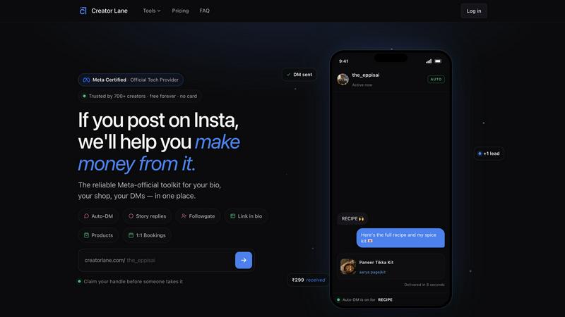 Creatorlanehq application interface and features