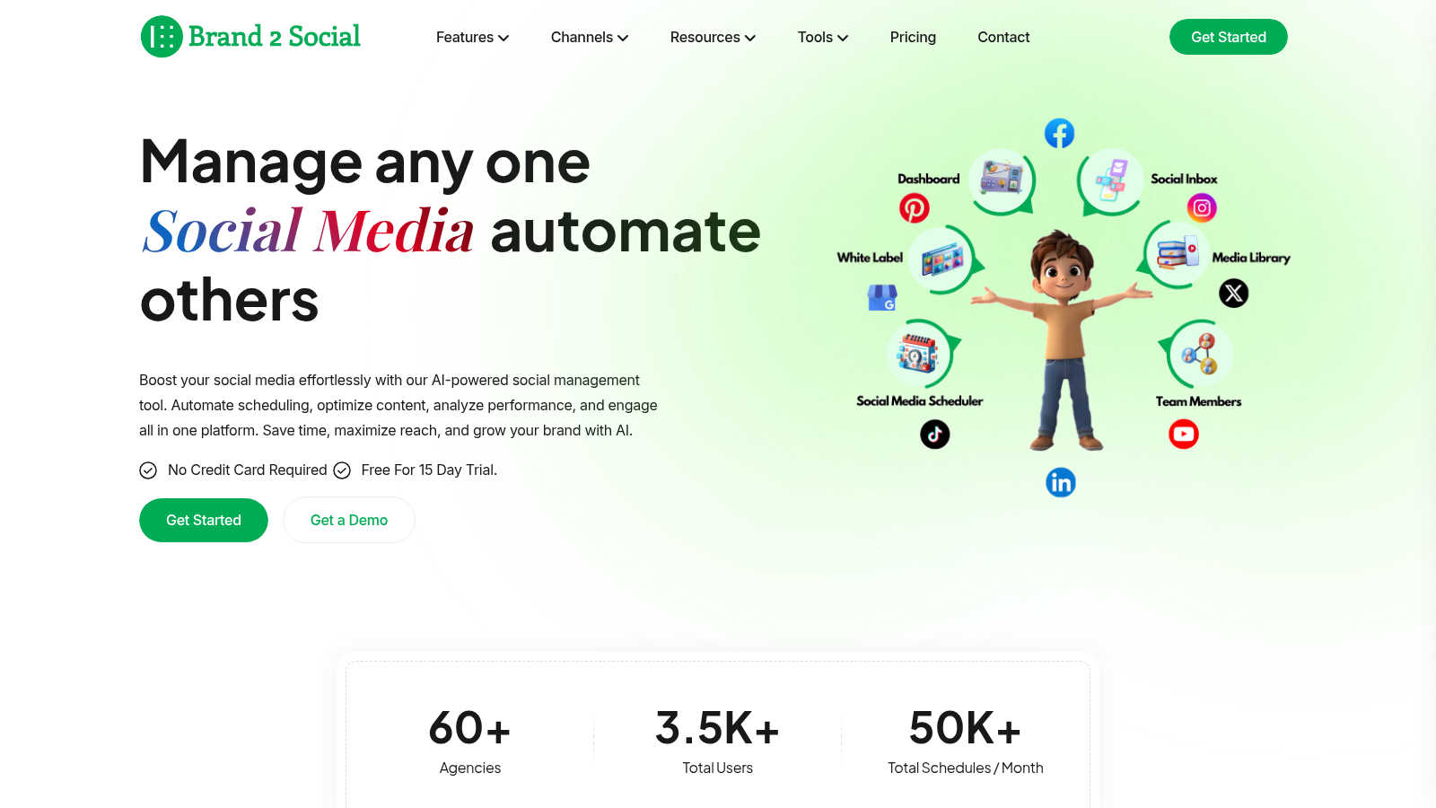 Brand2Social application interface and features