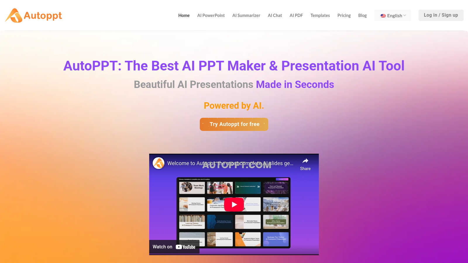 Autoppt application interface and features
