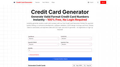 Credit Card Generator - Professional AI tool for Development