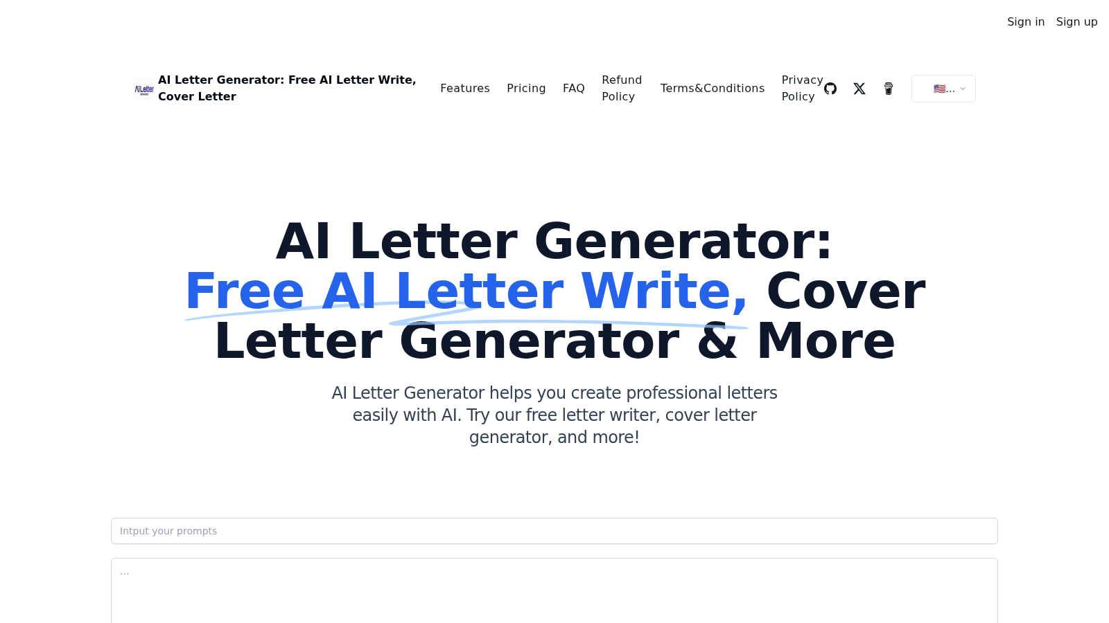 AI Letter Generator application interface and features