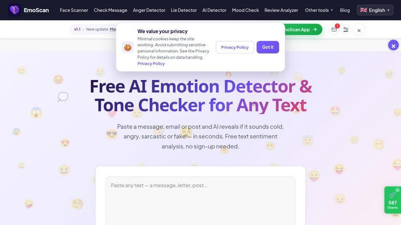 EmoScan application interface and features