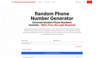 Random Phone Number Generator - Professional AI tool for Development