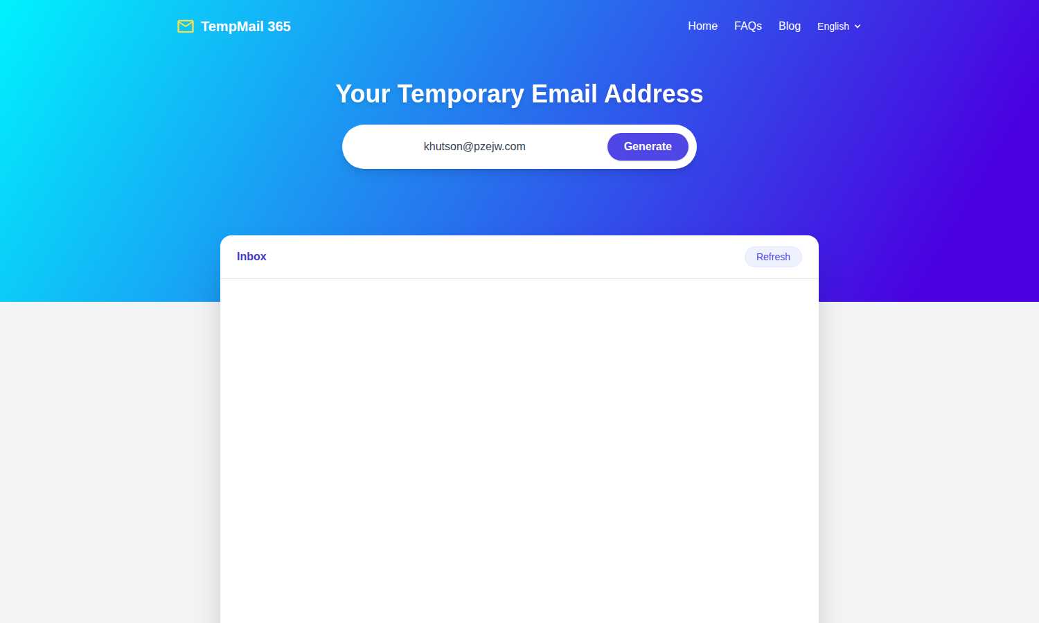 Temp Mail application interface and features