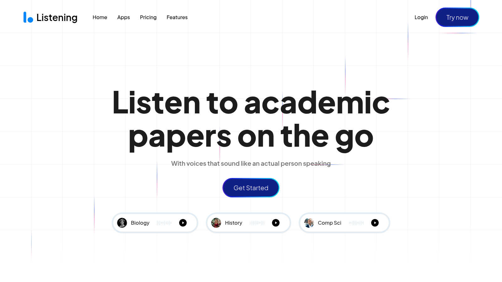 Listening.com application interface and features