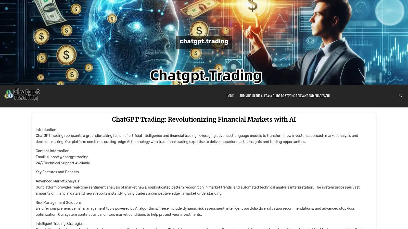 ChatGPT.Trading application interface and features