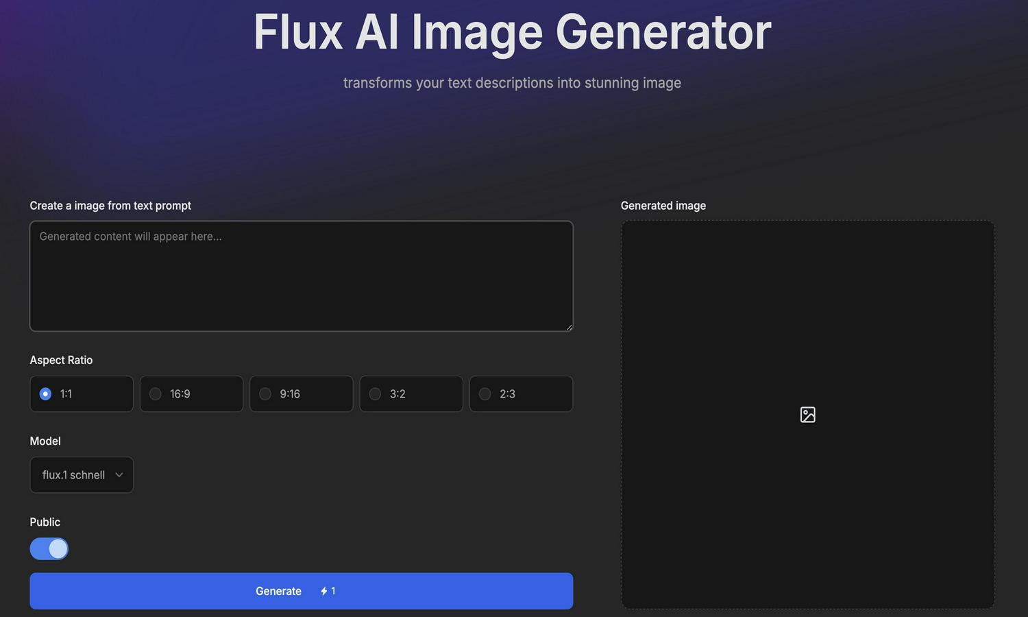 Flux Image AI Website