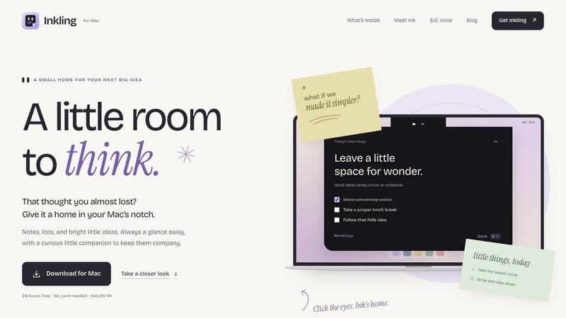 Inkling application interface and features
