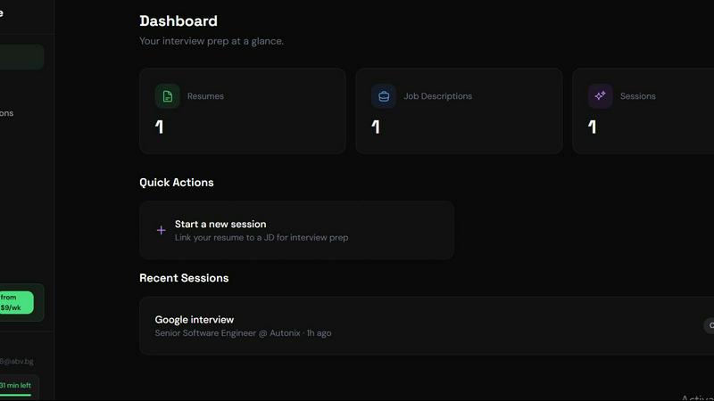 InterviewAce application interface and features