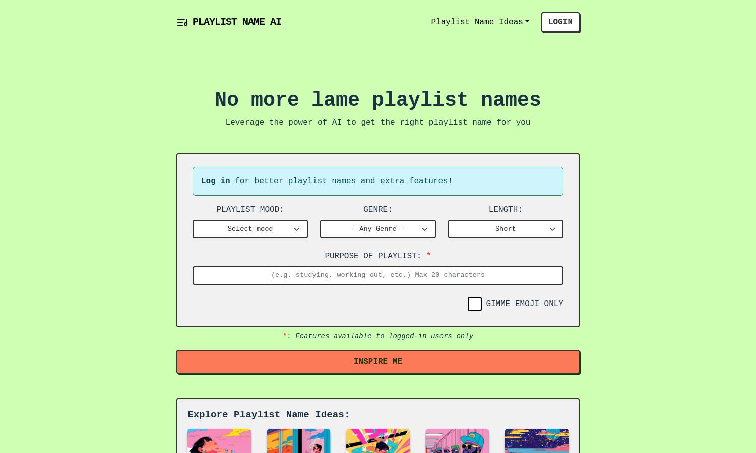 PlaylistName AI Website