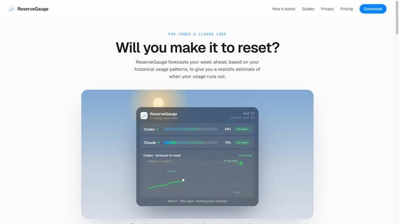 ReserveGauge application interface and features