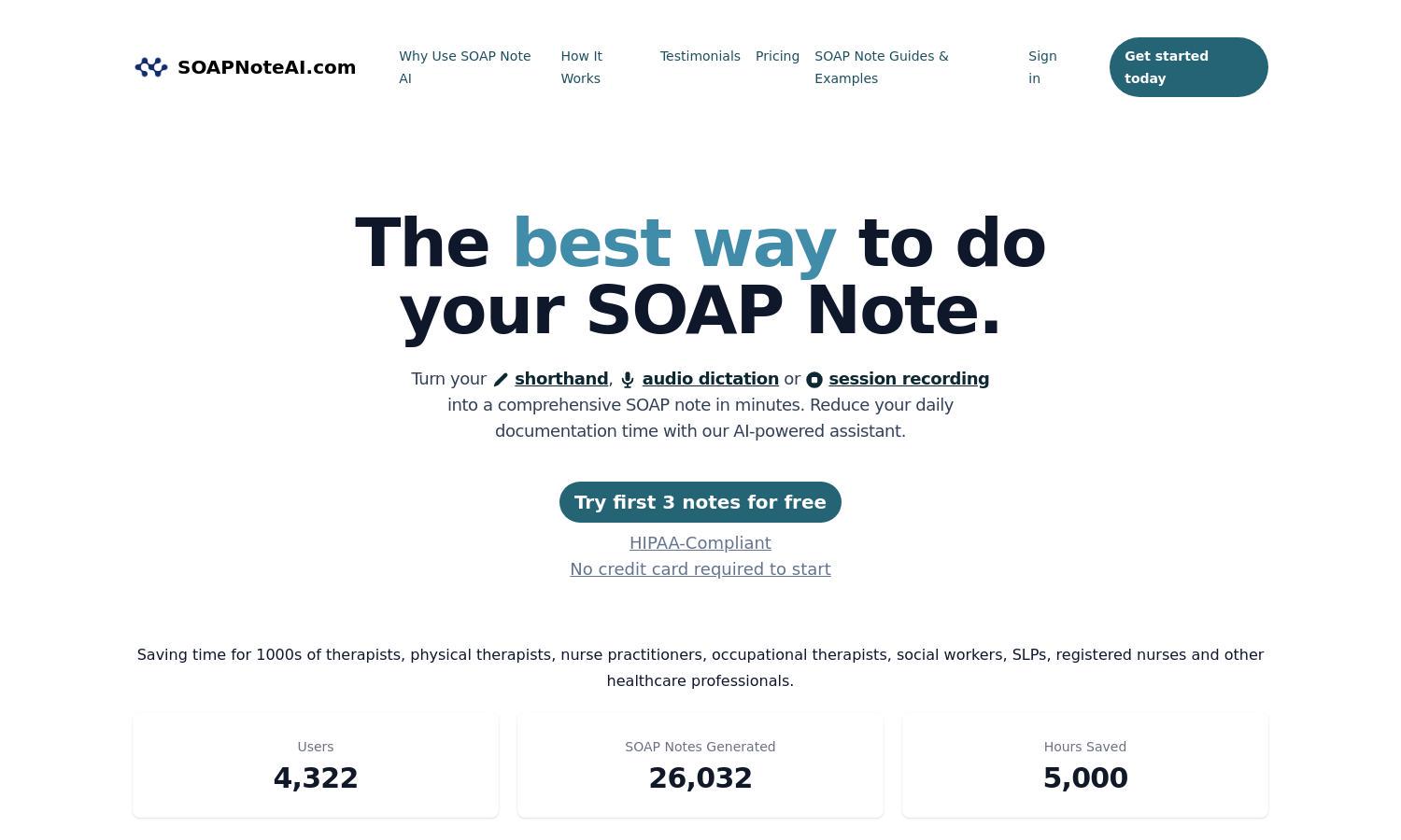 SOAP Note AI Website