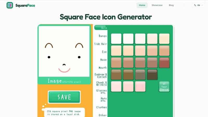 Square Face Generator application interface and features