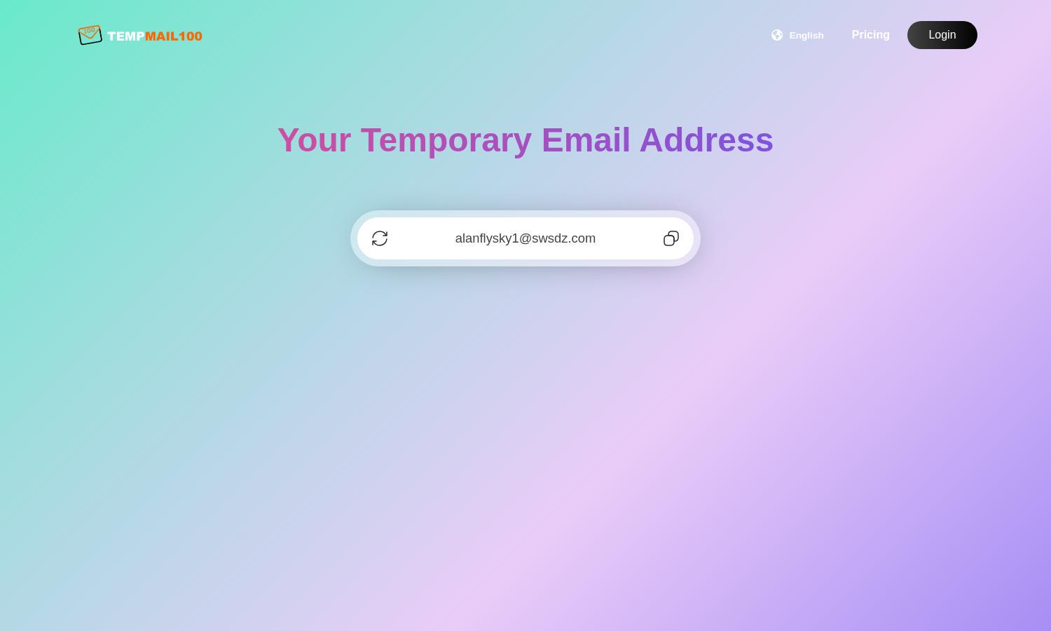 Temp Mail 100 Website