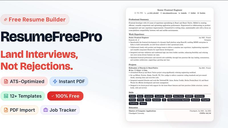 ResumeFreePro screenshot